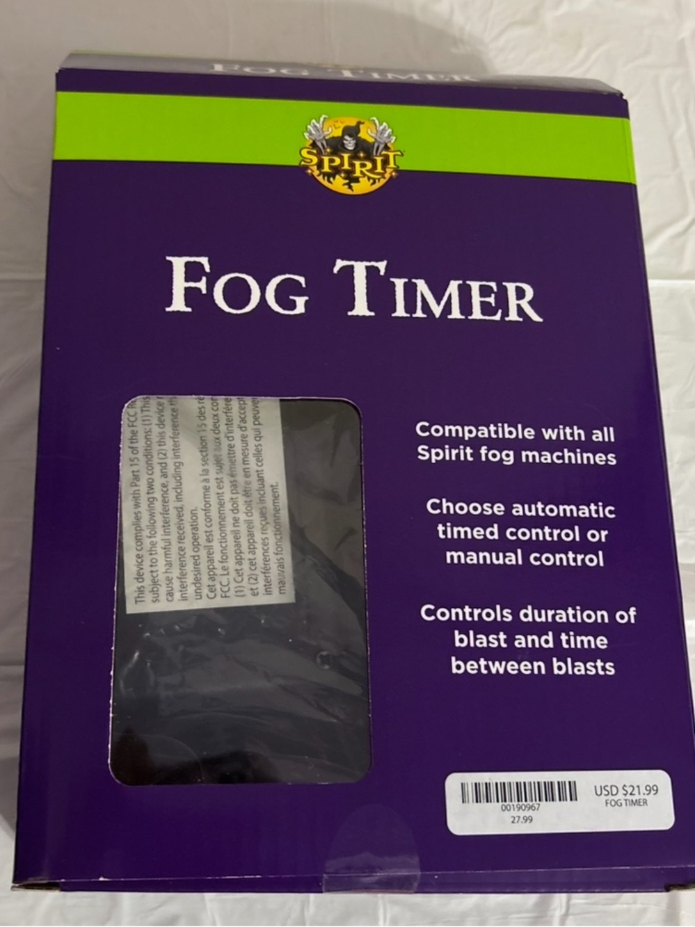 Spirit Halloween Fog Timer